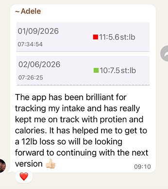 Client feedback screenshot