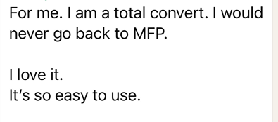 Client feedback screenshot