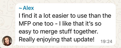Client feedback screenshot