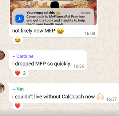Client feedback screenshot