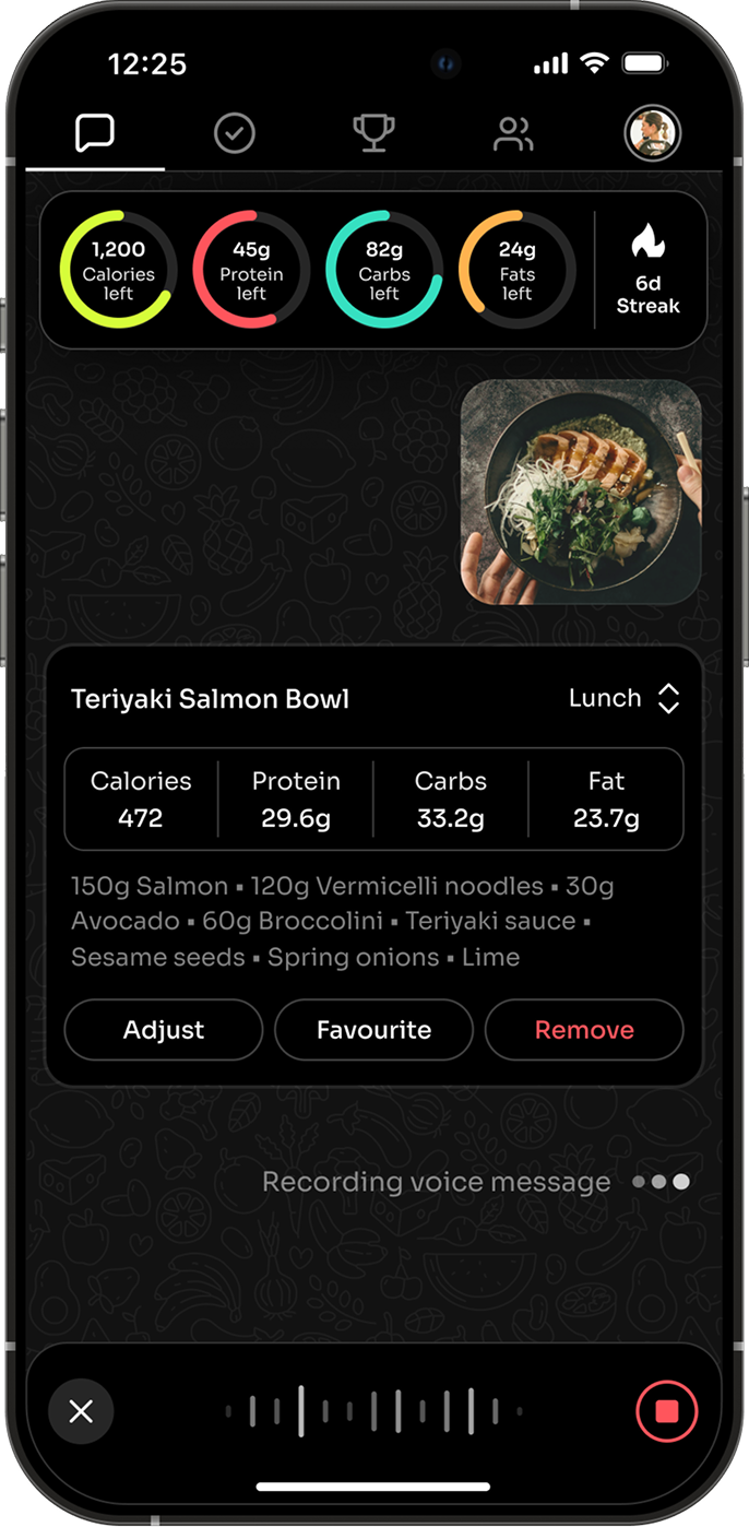 Food logging screen